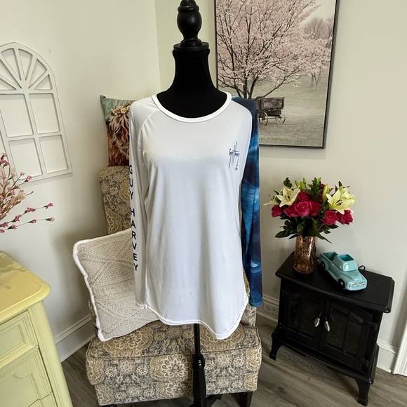 Guy Harvey White and Blue Rash Guard - Picture 2 of 7